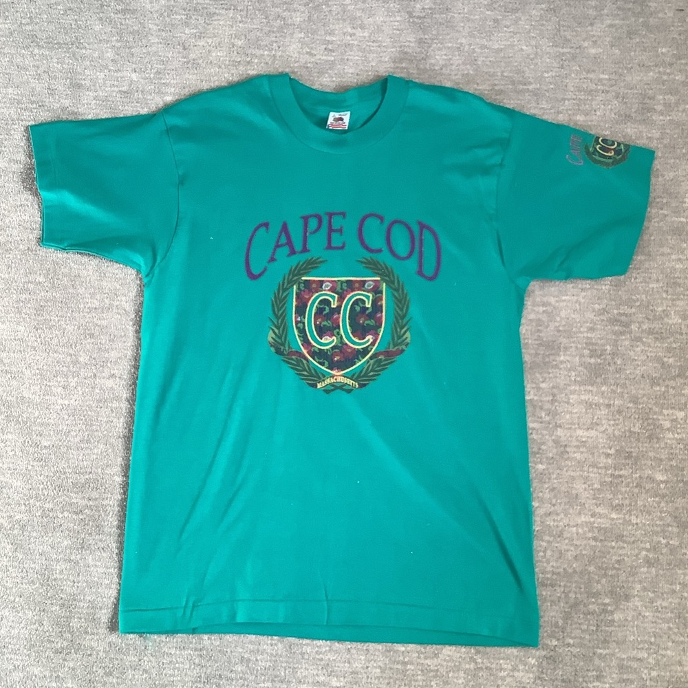 Fruit of the Loom Vintage Teal Cape Cod Graphic T-Shirt Sz. L